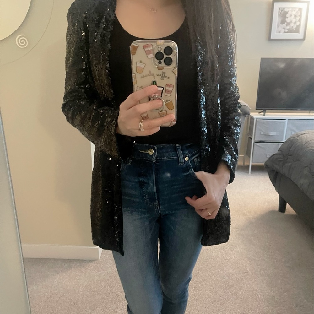 Black Sequin Open Blazer ☺️